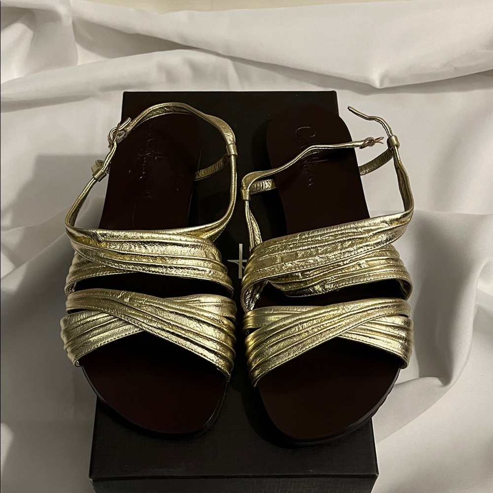 Cole Haan Gold Strappy Sandals